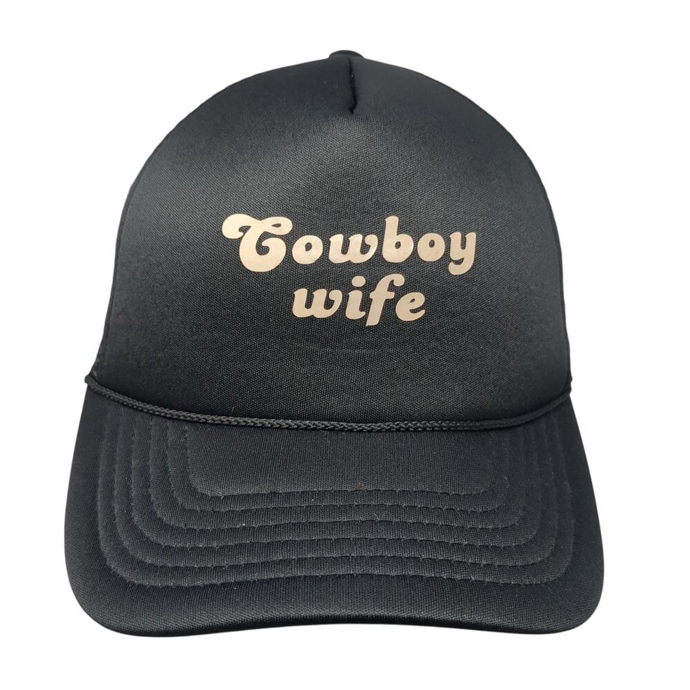 Cowboy Wife Snapback Trucker Hat Black One Size Adjustable Mesh Back Dalix